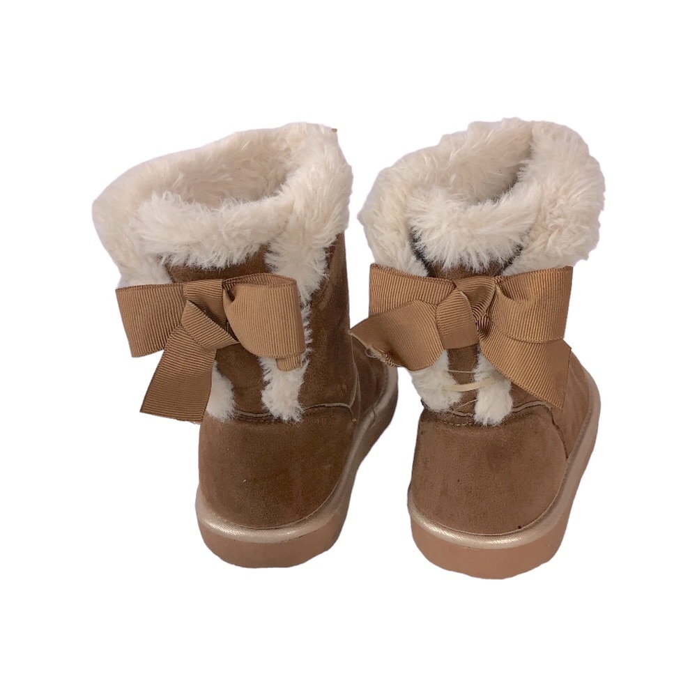 RAMPAGE. Girls Toddler Light Brown Suede Faux Fur Lining Bootie Size 8M - Picture 2 of 5